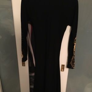 Abaya Black Gold Embroidery Dress